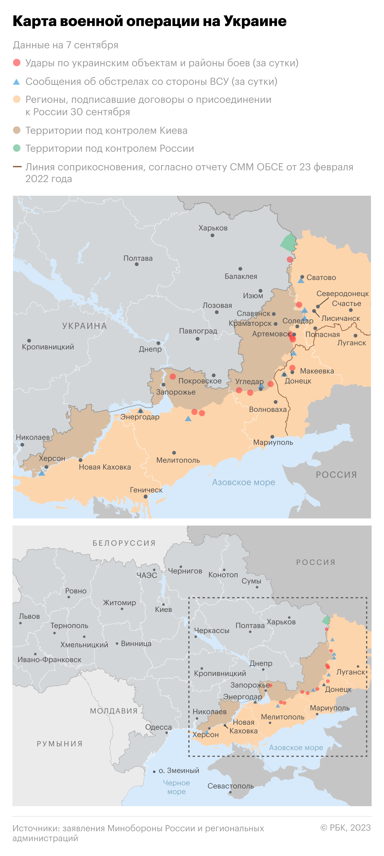 Военная операция на Украине. Карта на 7 сентября