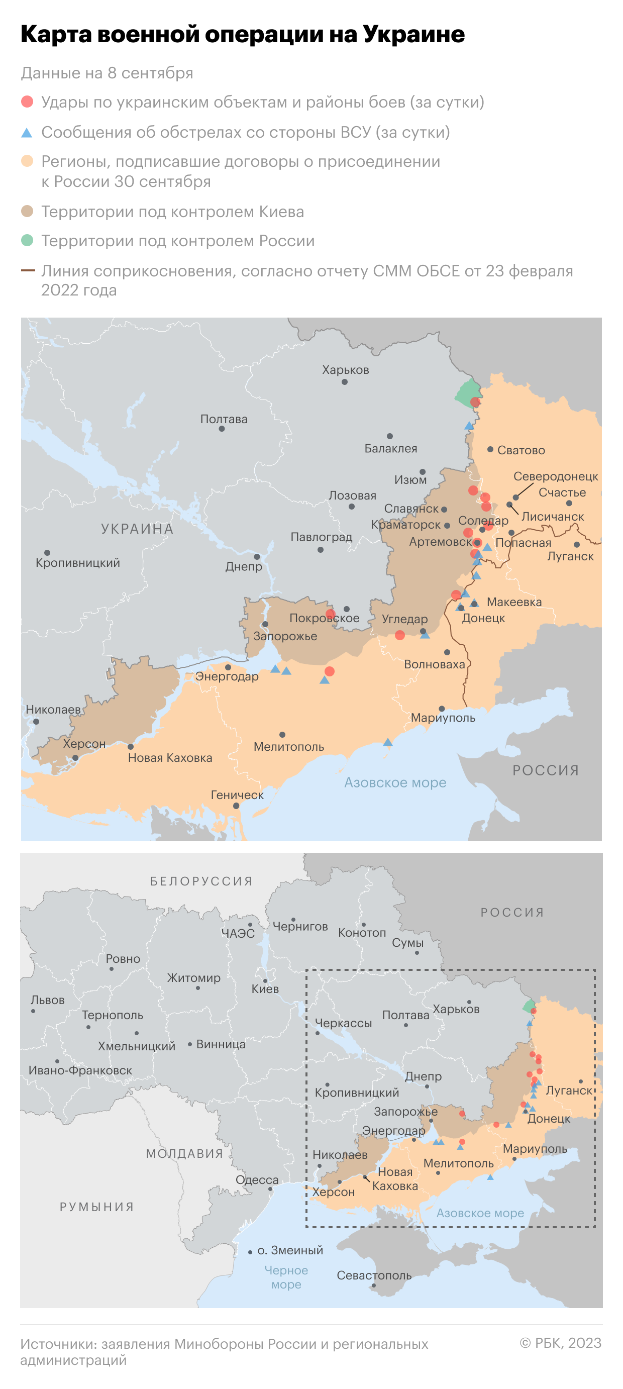 Военная операция на Украине. Карта на 8 сентября