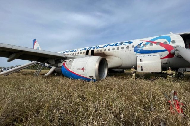Место аварийной посадки A320 в поле в Новосибирской области сняли с коптера